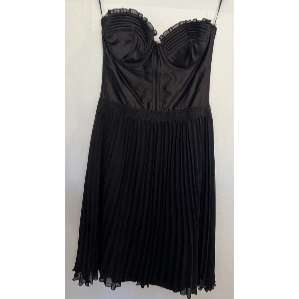 Guess Pleated Bustier Mini Dress Black Xs Feminine Fairygoth Grunge Xs